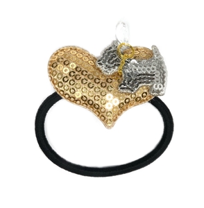 Резинка для волос с собачкой на сердечке в ассортименте (золотая, черная) Bijoux Италия 